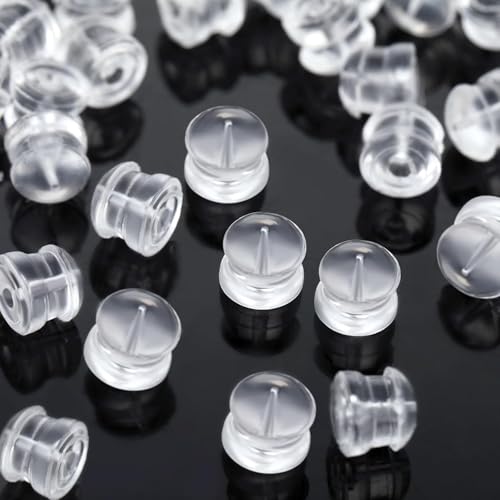 Silikon-Ohrring-Verschlüsse, weiche, sichere Ohrring-Verschlüsse, transparente Gummi-Sicherheitsverschlüsse für Ohrstecker, Creolen und Ohrringe, bequem und antiallergen, 6,7 mm, 50 Stück Silikon-Ohrring-Verschlüsse, weiche, sichere Ohrring-Verschlüsse, transparente Gummi-Sicherheitsverschlüsse für Ohrstecker, Creolen und Ohrringe, bequem und antiallergen, 6,7 mm, 50 Stück von L0famy