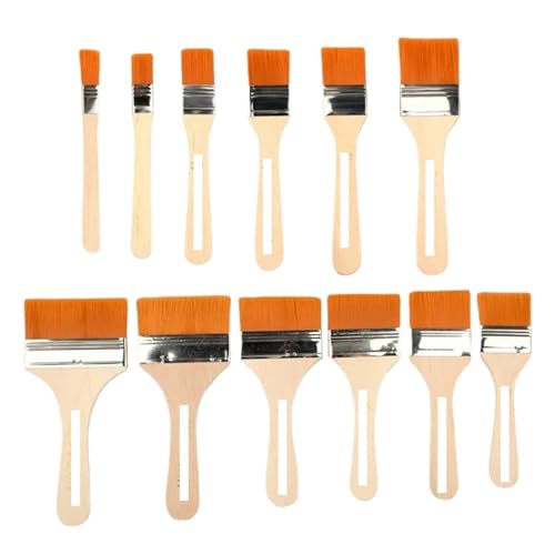 L6NqIAG 12 stücke Nylon Pinsel Set for Acryl Öl Zeichnung Aquarell Holz Malerei Pinsel Werkzeuge Holzgriffpinsel(12pcs-Yellow) von L6NqIAG