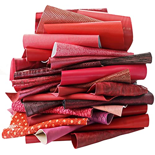 LA GARZARARA Elegantes Sortiment aus Leder, 0,500 kg, Mindestgröße beträgt 10 x 15 cm, Lederschnitte zufälliger Mischung, Drucke, Folien, Muster und verschiedene Weichheiten, (Rot und Rosa, 500) von LA GARZARARA