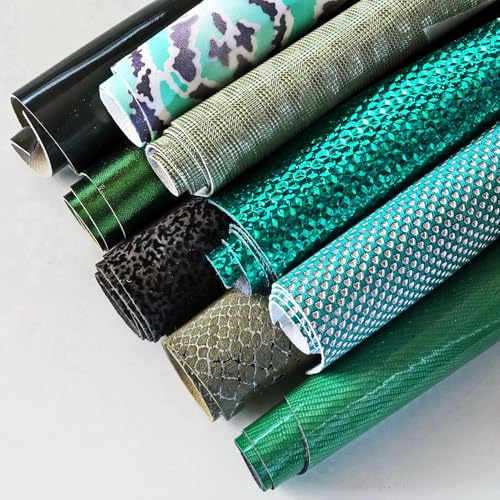 LA GARZARARA - Fat Quarters aus grünem Leder - Mindestgröße 25 x 20 cm, maximal 40 x 40 cm - 0,500 kg - Zufällige Auswahl zum Nähen und Basteln - Verschiedene und einfarbige B1300-RC von LA GARZARARA