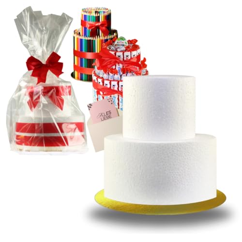 LA LILEYN Styropor Torte - 2 Etagen - DIY Bastelbox Set - Besteht aus 15 Einzelteilen – Gestalten Sie Ihr individuelles Geschenk – LA LILEYN Styropor Torte - 2 Etagen - DIY Bastelbox Set - Besteht aus 15 Einzelteilen – Gestalten Sie Ihr individuelles Geschenk – von LA LILEYN