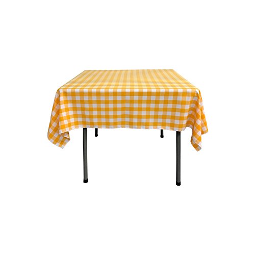 LA Linen Checkered Overlay Tablecloth, 58 by 58-Inch, Dark Yellow von LA Linen
