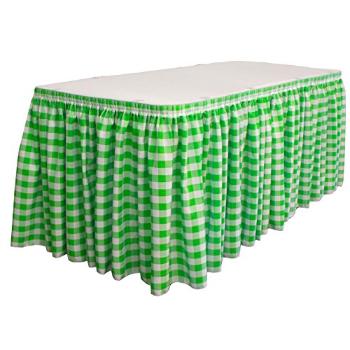 LA Linen Oversized Checkered Table Skirt with 15 L-Clips, 30' x 29", White/Lime von LA Linen