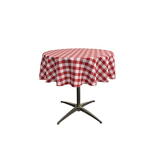 LA Linen Poly Checkered Round Tablecloth, Polyester, rot/weiß, 147.32 x 147.32 x 0.04 cm von LA Linen