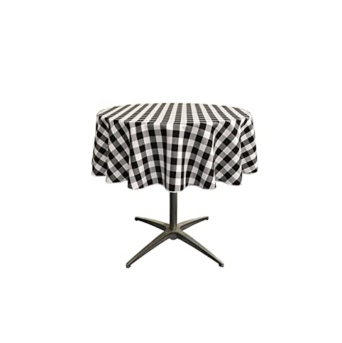 LA Linen Poly Checkered Round Tablecloth, Polyester, schwarz/weiß, 147.32 x 147.32 x 0.04 cm von LA Linen