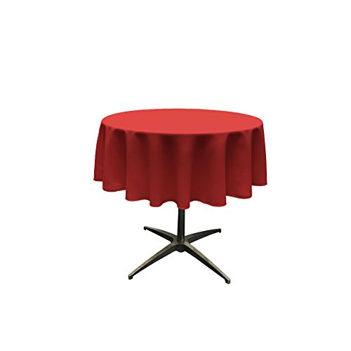 LA Linen Popeline-Tischdecke, rund, Polyester, Rot, 130 cm von LA Linen