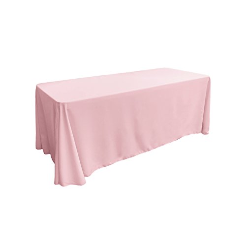 LA Linen Poplin Rechteckige Tischdecke aus Polyester-Popeline, 228 x 332 cm, Hellrosa, 132 x 90 inch (Rectangular) von LA Linen