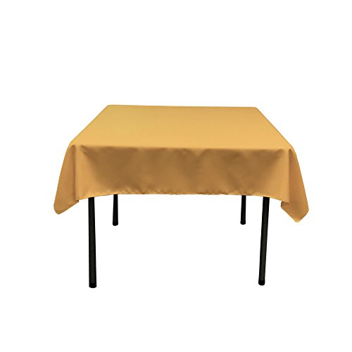 LA Linen Quadratische Tischdecke aus Polyester/Popeline, Polyester, Gold, 132 x 132 x 0.04 cm von LA Linen