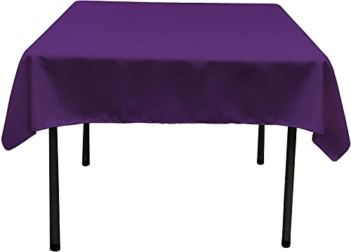 LA Linen Quadratische Tischdecke aus Polyester/Popeline, Polyester, violett, 132 x 132 x 0.04 cm von LA Linen