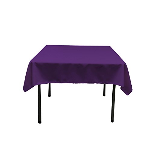 LA Linen Quadratische Tischdecke aus Polyester/Popeline, Polyester, violett, 132 x 132 x 0.04 cm von LA Linen