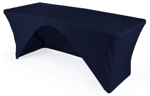 LA Linen Spandex-Tischdecke mit offener Rückseite für rechteckigen Tisch, 2,4 m, 244 x 76 cm, Marineblau von LA Linen