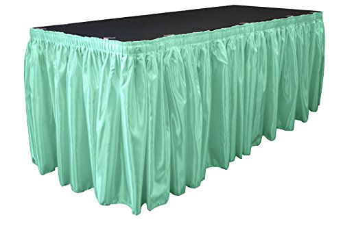 La Leinen Brautschmuck Tisch Rock mit 10 l-Clips, Satin, Mint, 21 FT x 74 cm, 11 Stück von LA Linen