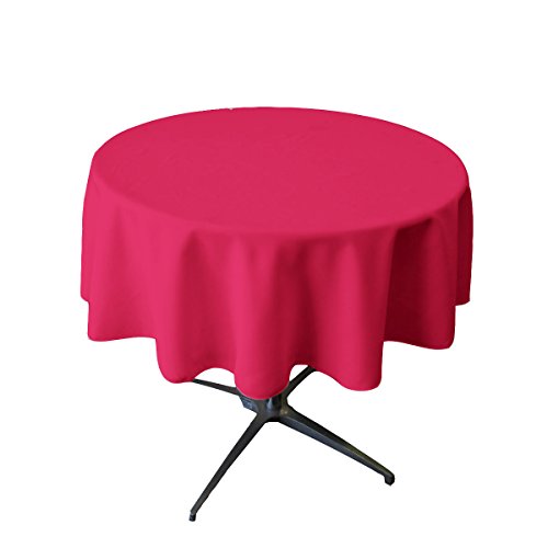 La Leinen Polyester Popeline Tischdecke rund, Polyester, Fuchsia, 147.30000000000001 x 147.30000000000001 x 0.04 cm von LA Linen