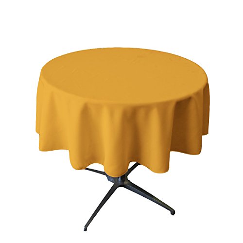 La Leinen Polyester Popeline Tischdecke rund, Polyester, Gold, 147,32 cm von LA Linen