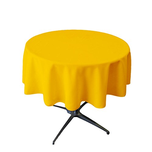 La Leinen Polyester Popeline Tischdecke rund, Polyester, Yellow Dark, 147,32 cm von LA Linen