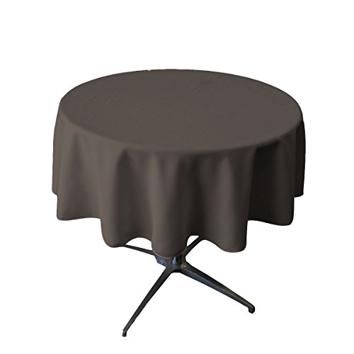 La Leinen Polyester Popeline Tischdecke rund, Polyester, anthrazit, 147.30000000000001 x 147.30000000000001 x 0.04 cm von LA Linen