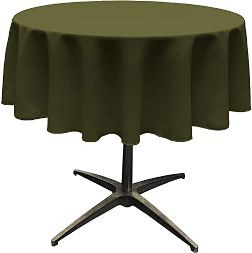 La Leinen Polyester Popeline Tischdecke rund, Polyester, olivgrün, 147.30000000000001 x 147.30000000000001 x 0.04 cm von LA Linen