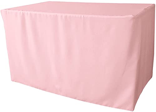 La Leinen Popeline Spannbettlaken Tischdecke, Polyester, Hellrosa, 122 x 76.2 x 0.2 cm von LA Linen