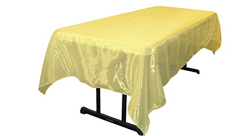 La Leinen Sheer Spiegel Organza Tischdecke, rechteckig, Polyester, hellgelb, 152.4 x 305 x 0.022 cm von LA Linen