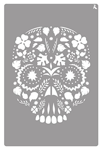 La Pajarita Schädel Stencil, 20 x 30 cm, für Kreidefarbe und Malerei auf Stoff von La Pajarita