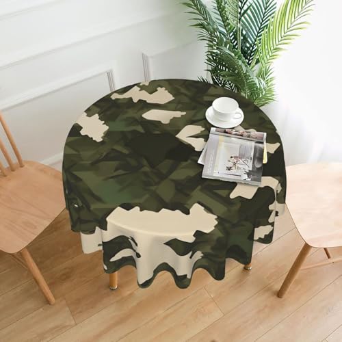 LAABBE Runde dekorative Tischdecke, 152,4 cm, Armee-Camouflage-Stempel für den Innen- und Außenbereich, auf runden Tischen wie Couchtischen, Esstischen und Bauernhoftischen LAABBE Runde dekorative Tischdecke, 152,4 cm, Armee-Camouflage-Stempel für den Innen- und Außenbereich, auf runden Tischen wie Couchtischen, Esstischen und Bauernhoftischen von LAABBE