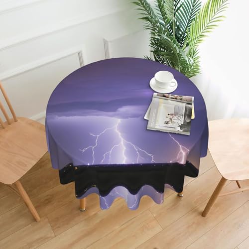 LAABBE Runde dekorative Tischdecke, 152,4 cm, Blitz-Sturm-Stempel für den Innen- und Außenbereich, auf runden Tischen wie Couchtischen, Esstischen und Bauernhoftischen LAABBE Runde dekorative Tischdecke, 152,4 cm, Blitz-Sturm-Stempel für den Innen- und Außenbereich, auf runden Tischen wie Couchtischen, Esstischen und Bauernhoftischen von LAABBE