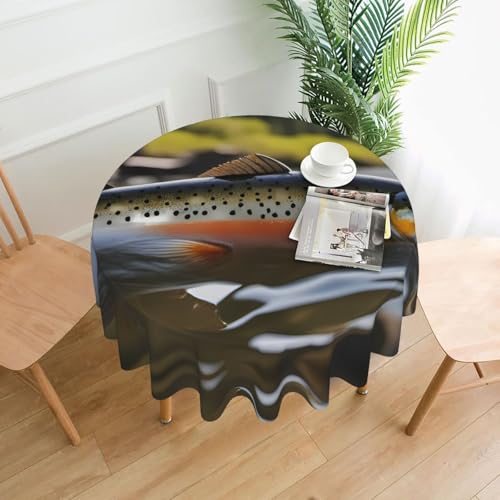 LAABBE Runde dekorative Tischdecke, 152,4 cm, Brook, Forellenfliegenfischen, Stempel für den Innen- und Außenbereich, auf runden Tischen wie Couchtischen, Esstischen und Bauerntischen LAABBE Runde dekorative Tischdecke, 152,4 cm, Brook, Forellenfliegenfischen, Stempel für den Innen- und Außenbereich, auf runden Tischen wie Couchtischen, Esstischen und Bauerntischen von LAABBE