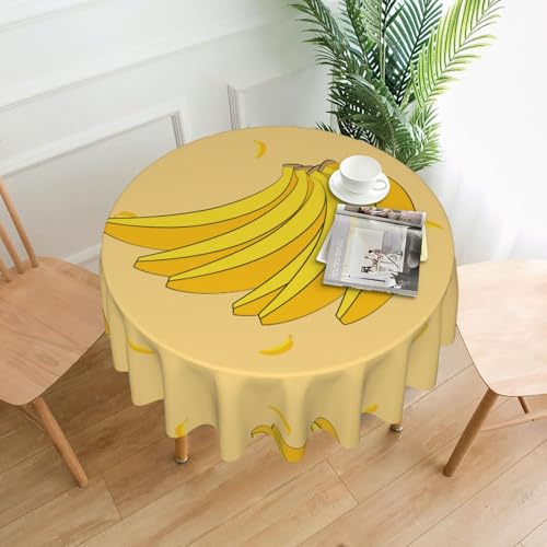 LAABBE Runde dekorative Tischdecke, 152,4 cm, Cartoon-Bananen-Stempel für den Innen- und Außenbereich, auf runden Tischen wie Couchtischen, Esstischen und Bauernhoftischen LAABBE Runde dekorative Tischdecke, 152,4 cm, Cartoon-Bananen-Stempel für den Innen- und Außenbereich, auf runden Tischen wie Couchtischen, Esstischen und Bauernhoftischen von LAABBE