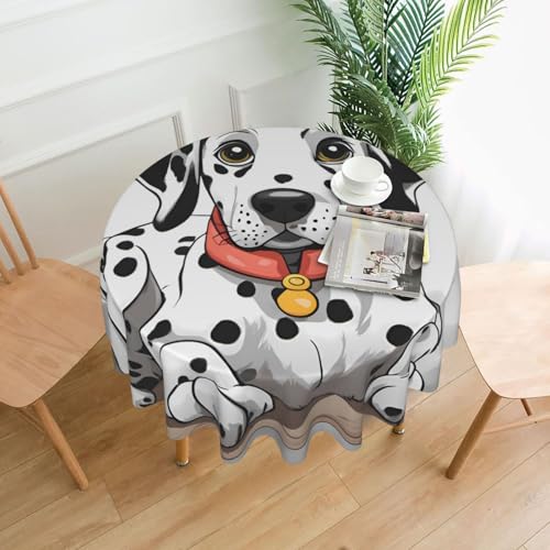 LAABBE Runde dekorative Tischdecke, 152,4 cm, Cartoon-Dalmatiner-Stempel für den Innen- und Außenbereich, auf runden Tischen wie Couchtischen, Esstischen und Bauernhoftischen LAABBE Runde dekorative Tischdecke, 152,4 cm, Cartoon-Dalmatiner-Stempel für den Innen- und Außenbereich, auf runden Tischen wie Couchtischen, Esstischen und Bauernhoftischen von LAABBE