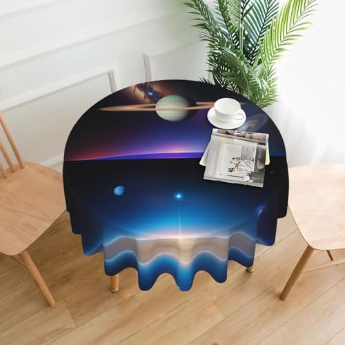 LAABBE Runde dekorative Tischdecke, 152,4 cm, Cosmic Saturn-Stempel für den Innen- und Außenbereich, auf runden Tischen wie Couchtischen, Esstischen und Bauernhoftischen LAABBE Runde dekorative Tischdecke, 152,4 cm, Cosmic Saturn-Stempel für den Innen- und Außenbereich, auf runden Tischen wie Couchtischen, Esstischen und Bauernhoftischen von LAABBE