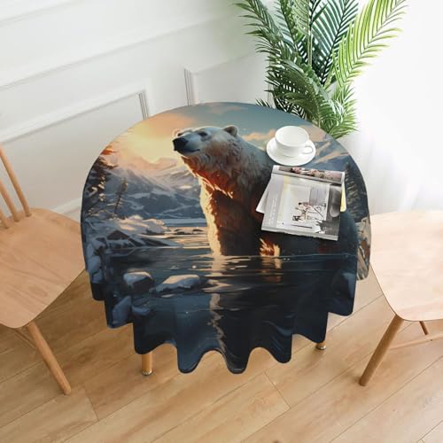 LAABBE Runde dekorative Tischdecke, 152,4 cm, Eisbär im Winter, Stempel für den Innen- und Außenbereich, auf runden Tischen wie Couchtischen, Esstischen und Bauernhoftischen LAABBE Runde dekorative Tischdecke, 152,4 cm, Eisbär im Winter, Stempel für den Innen- und Außenbereich, auf runden Tischen wie Couchtischen, Esstischen und Bauernhoftischen von LAABBE