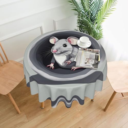 LAABBE Runde dekorative Tischdecke, 152,4 cm, Motiv: Maus im Loch, für den Innen- und Außenbereich, auf runden Tischen wie Couchtischen, Esstischen und Bauernhoftischen LAABBE Runde dekorative Tischdecke, 152,4 cm, Motiv: Maus im Loch, für den Innen- und Außenbereich, auf runden Tischen wie Couchtischen, Esstischen und Bauernhoftischen von LAABBE
