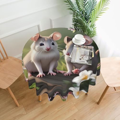 LAABBE Runde dekorative Tischdecke, 152,4 cm, Motiv: Maus in Liebe, Stempel für den Innen- und Außenbereich, auf runden Tischen wie Couchtischen, Esstischen und Bauernhoftischen LAABBE Runde dekorative Tischdecke, 152,4 cm, Motiv: Maus in Liebe, Stempel für den Innen- und Außenbereich, auf runden Tischen wie Couchtischen, Esstischen und Bauernhoftischen von LAABBE