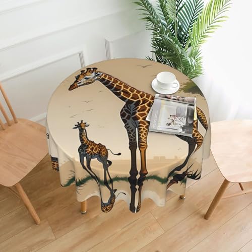 LAABBE Runde dekorative Tischdecke, 152,4 cm, Motiv: Mutter und Kind, Giraffenstempel für den Innen- und Außenbereich, auf runden Tischen wie Couchtischen, Esstischen und Bauernhoftischen LAABBE Runde dekorative Tischdecke, 152,4 cm, Motiv: Mutter und Kind, Giraffenstempel für den Innen- und Außenbereich, auf runden Tischen wie Couchtischen, Esstischen und Bauernhoftischen von LAABBE