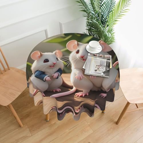 LAABBE Runde dekorative Tischdecke, 152,4 cm, Mutter- und Kind-Ratten-Stempel für den Innen- und Außenbereich, auf runden Tischen wie Couchtischen, Esstischen und Bauernhoftischen LAABBE Runde dekorative Tischdecke, 152,4 cm, Mutter- und Kind-Ratten-Stempel für den Innen- und Außenbereich, auf runden Tischen wie Couchtischen, Esstischen und Bauernhoftischen von LAABBE
