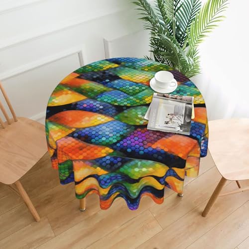 LAABBE Runde dekorative Tischdecke, 152,4 cm, Regenbogenfischschuppenstempel für den Innen- und Außenbereich, auf runden Tischen wie Couchtischen, Esstischen und Bauernhoftischen LAABBE Runde dekorative Tischdecke, 152,4 cm, Regenbogenfischschuppenstempel für den Innen- und Außenbereich, auf runden Tischen wie Couchtischen, Esstischen und Bauernhoftischen von LAABBE