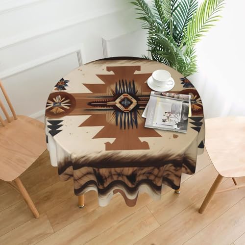 LAABBE Runde dekorative Tischdecke, 152,4 cm, Stempel mit Indianer-Muster, für den Innen- und Außenbereich, auf runden Tischen wie Couchtischen, Esstischen und Bauernhoftischen LAABBE Runde dekorative Tischdecke, 152,4 cm, Stempel mit Indianer-Muster, für den Innen- und Außenbereich, auf runden Tischen wie Couchtischen, Esstischen und Bauernhoftischen von LAABBE