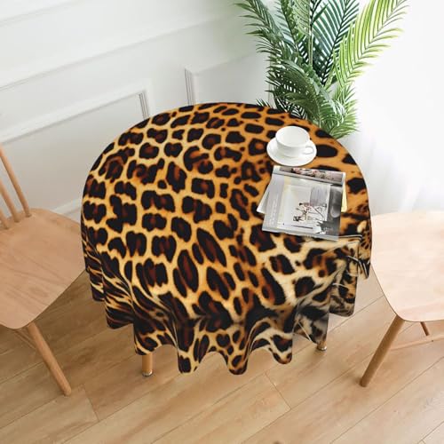 LAABBE Runde dekorative Tischdecke, 152,4 cm, Streifen auf Leoparden-Stempel, für den Innen- und Außenbereich, auf runden Tischen wie Couchtischen, Esstischen und Bauernhoftischen LAABBE Runde dekorative Tischdecke, 152,4 cm, Streifen auf Leoparden-Stempel, für den Innen- und Außenbereich, auf runden Tischen wie Couchtischen, Esstischen und Bauernhoftischen von LAABBE