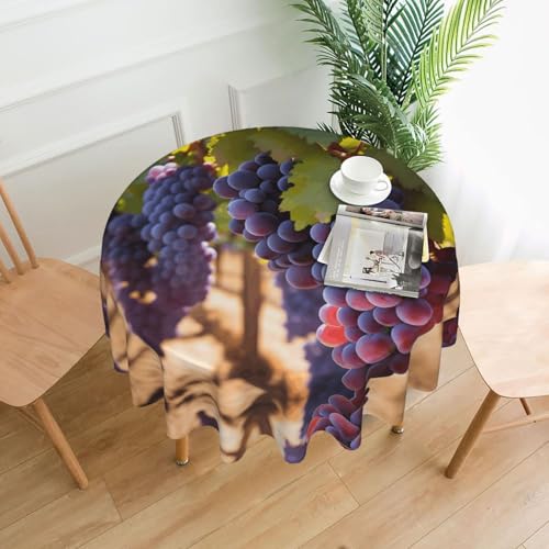 LAABBE Runde dekorative Tischdecke, 152,4 cm, Wüstentrauben-Stempel für den Innen- und Außenbereich, auf runden Tischen wie Couchtischen, Esstischen und Bauernhoftischen LAABBE Runde dekorative Tischdecke, 152,4 cm, Wüstentrauben-Stempel für den Innen- und Außenbereich, auf runden Tischen wie Couchtischen, Esstischen und Bauernhoftischen von LAABBE