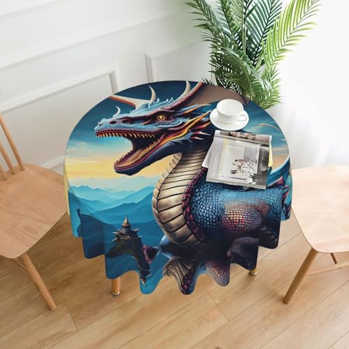 LAABBE Runde dekorative Tischdecke, 152,4 cm, brüllender Drache, Stempel für den Innen- und Außenbereich, auf runden Tischen wie Couchtischen, Esstischen und Bauernhoftischen LAABBE Runde dekorative Tischdecke, 152,4 cm, brüllender Drache, Stempel für den Innen- und Außenbereich, auf runden Tischen wie Couchtischen, Esstischen und Bauernhoftischen von LAABBE