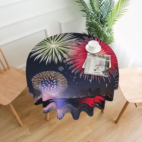 LAABBE Runde dekorative Tischdecke, 152,4 cm, herrlicher Feuerwerk-Stempel für den Innen- und Außenbereich, auf runden Tischen wie Couchtischen, Esstischen und Bauernhoftischen LAABBE Runde dekorative Tischdecke, 152,4 cm, herrlicher Feuerwerk-Stempel für den Innen- und Außenbereich, auf runden Tischen wie Couchtischen, Esstischen und Bauernhoftischen von LAABBE