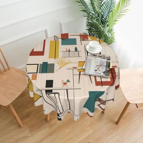 LAABBE Runde dekorative Tischdecke, 152,4 cm, moderner Stempel für den Innen- und Außenbereich, auf runden Tischen wie Couchtischen, Esstischen und Bauernhoftischen LAABBE Runde dekorative Tischdecke, 152,4 cm, moderner Stempel für den Innen- und Außenbereich, auf runden Tischen wie Couchtischen, Esstischen und Bauernhoftischen von LAABBE
