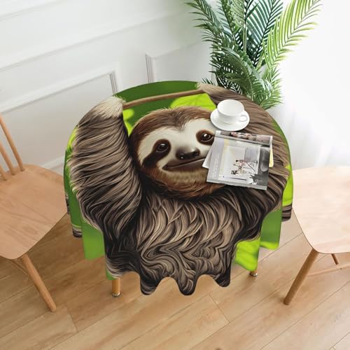 LAABBE Runde dekorative Tischdecke, 152,4 cm, niedlicher Faultier-Stempel für den Innen- und Außenbereich, auf runden Tischen wie Couchtischen, Esstischen und Bauernhoftischen LAABBE Runde dekorative Tischdecke, 152,4 cm, niedlicher Faultier-Stempel für den Innen- und Außenbereich, auf runden Tischen wie Couchtischen, Esstischen und Bauernhoftischen von LAABBE