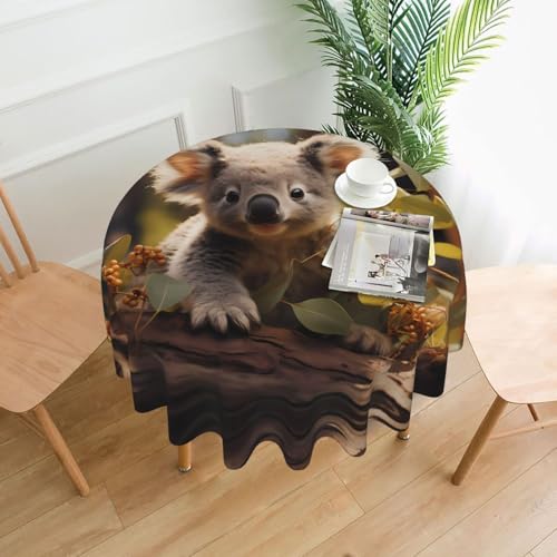 LAABBE Runde dekorative Tischdecke, 152,4 cm, niedlicher Koala-Pflanzenstempel für den Innen- und Außenbereich, auf runden Tischen wie Couchtischen, Esstischen und Bauernhoftischen LAABBE Runde dekorative Tischdecke, 152,4 cm, niedlicher Koala-Pflanzenstempel für den Innen- und Außenbereich, auf runden Tischen wie Couchtischen, Esstischen und Bauernhoftischen von LAABBE