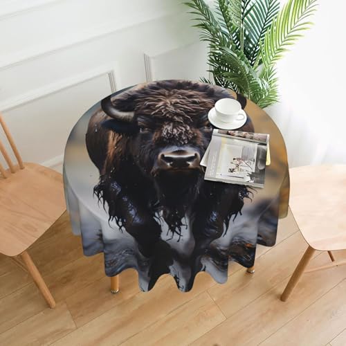 LAABBE Runde dekorative Tischdecke, 152,4 cm, nordamerikanischer Bison-Stempel für den Innen- und Außenbereich, auf runden Tischen wie Couchtischen, Esstischen und Bauernhoftischen LAABBE Runde dekorative Tischdecke, 152,4 cm, nordamerikanischer Bison-Stempel für den Innen- und Außenbereich, auf runden Tischen wie Couchtischen, Esstischen und Bauernhoftischen von LAABBE