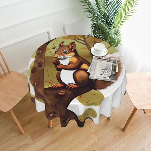 LAABBE Runde dekorative Tischdecke, 152,4 cm, nussfressender Eichhörnchen-Stempel für den Innen- und Außenbereich, auf runden Tischen wie Couchtischen, Esstischen und Bauernhoftischen LAABBE Runde dekorative Tischdecke, 152,4 cm, nussfressender Eichhörnchen-Stempel für den Innen- und Außenbereich, auf runden Tischen wie Couchtischen, Esstischen und Bauernhoftischen von LAABBE