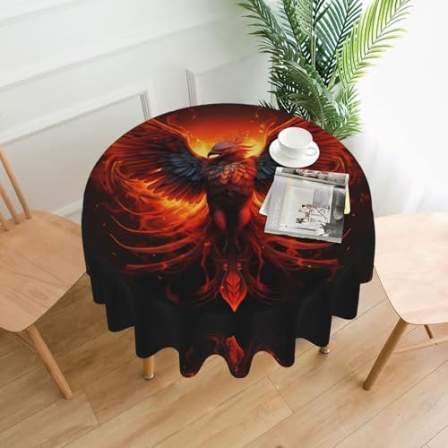 LAABBE Runde dekorative Tischdecke, 152,4 cm, orange-roter Phönix-Stempel für den Innen- und Außenbereich, auf runden Tischen wie Couchtischen, Esstischen und Bauernhoftischen LAABBE Runde dekorative Tischdecke, 152,4 cm, orange-roter Phönix-Stempel für den Innen- und Außenbereich, auf runden Tischen wie Couchtischen, Esstischen und Bauernhoftischen von LAABBE