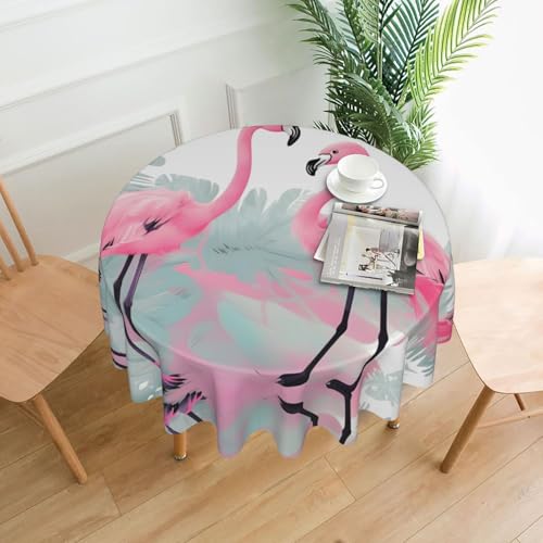 LAABBE Runde dekorative Tischdecke, 152,4 cm, rosa Flamingo-Stempel für den Innen- und Außenbereich, auf runden Tischen wie Couchtischen, Esstischen und Bauernhoftischen LAABBE Runde dekorative Tischdecke, 152,4 cm, rosa Flamingo-Stempel für den Innen- und Außenbereich, auf runden Tischen wie Couchtischen, Esstischen und Bauernhoftischen von LAABBE