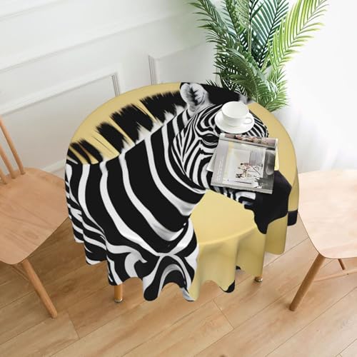 LAABBE Runde dekorative Tischdecke, 152,4 cm, schwarz-weißer Zebra-Stempel für den Innen- und Außenbereich, auf runden Tischen wie Couchtischen, Esstischen und Bauernhoftischen LAABBE Runde dekorative Tischdecke, 152,4 cm, schwarz-weißer Zebra-Stempel für den Innen- und Außenbereich, auf runden Tischen wie Couchtischen, Esstischen und Bauernhoftischen von LAABBE