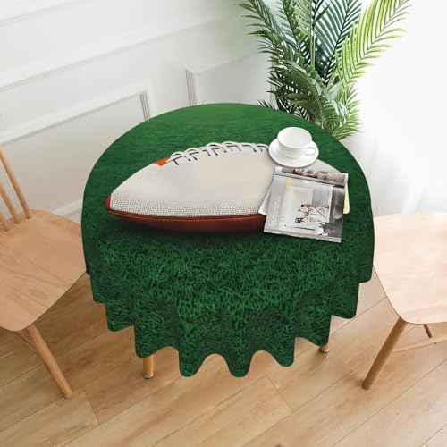 LAABBE Runde dekorative Tischdecke, 152,4 cm, weißer Rugbyball-Stempel für den Innen- und Außenbereich, auf runden Tischen wie Couchtischen, Esstischen und Bauernhoftischen LAABBE Runde dekorative Tischdecke, 152,4 cm, weißer Rugbyball-Stempel für den Innen- und Außenbereich, auf runden Tischen wie Couchtischen, Esstischen und Bauernhoftischen von LAABBE
